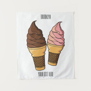 Ice cream cone cartoon illustration  tapestry