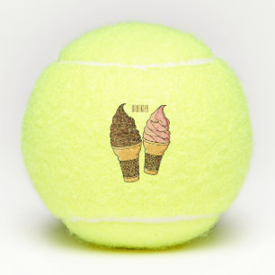 Ice cream cone cartoon illustration tennis balls