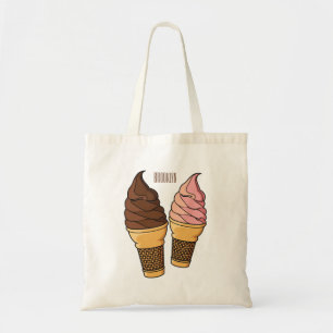 Ice cream cone cartoon illustration  tote bag