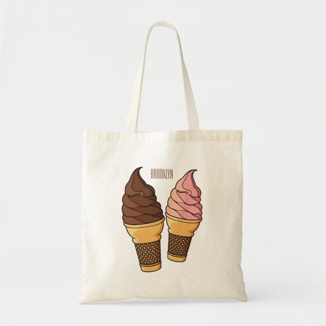 Ice cream cone cartoon illustration  tote bag (Front)