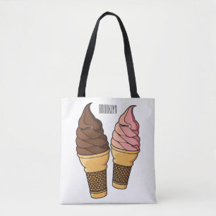 Ice cream cone cartoon illustration  tote bag