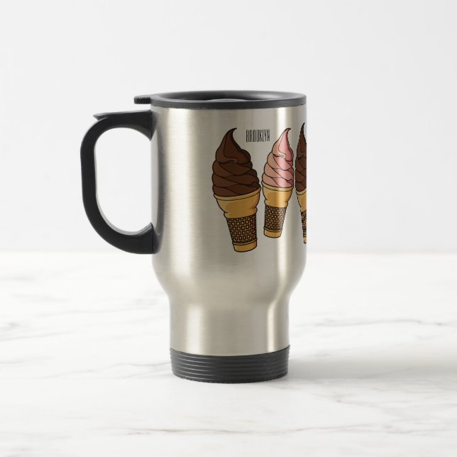 Ice cream cone cartoon illustration  travel mug (Left)
