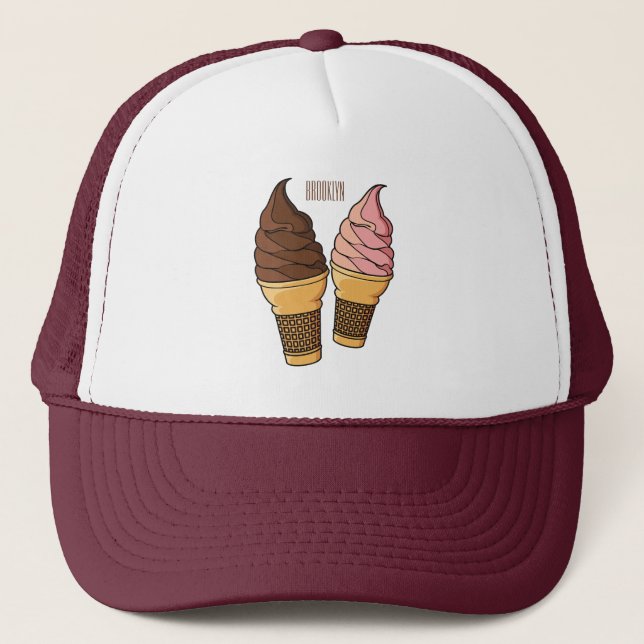 Ice cream cone cartoon illustration  trucker hat (Front)