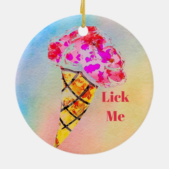 Ice Cream Cone Ceramic Ornament (Back)