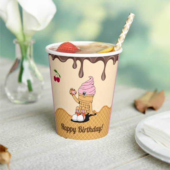 Ice Cream Cone Characters Party Decor Paper Cups (Insitu)