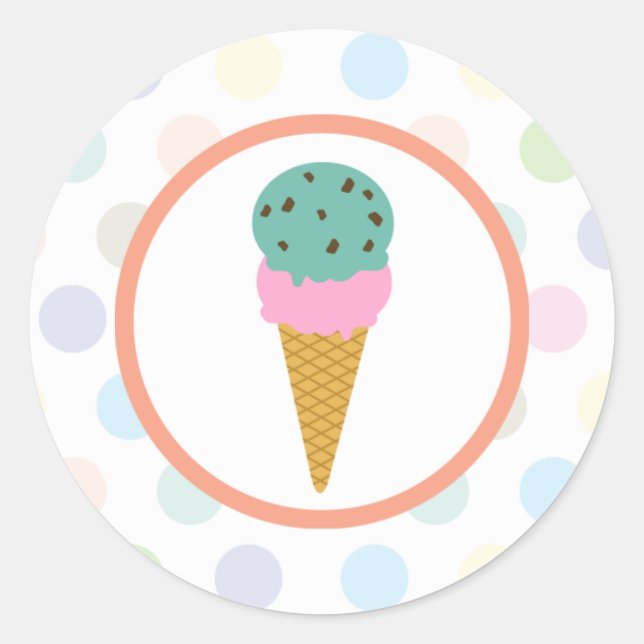 Ice Cream Cone Classic Round Sticker (Front)