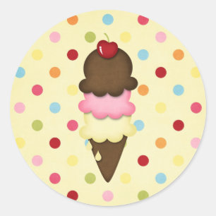 ice cream cone classic round sticker