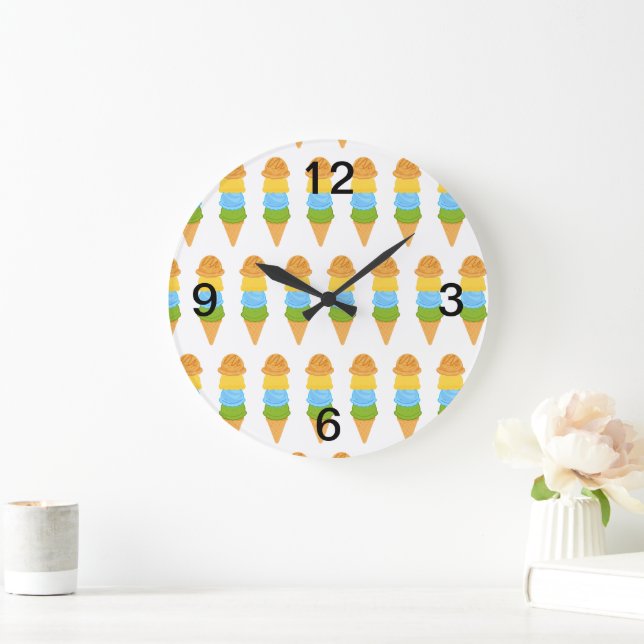 ice cream cone colorfull large clock (Home)
