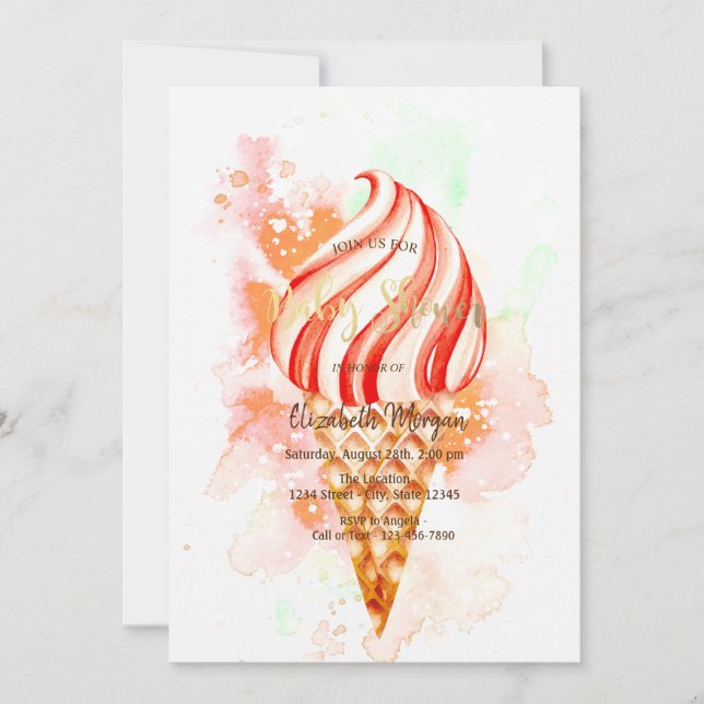 Ice cream Cone Colourful Paint Splash Baby Shower Invitation (Front)