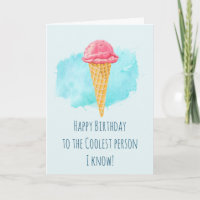Ice Cream Cone Coolest Person Happy Birthday