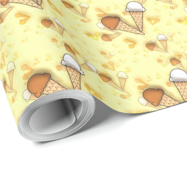 Ice Cream Cone Cornet Pattern Summer Food Funny Wrapping Paper (Roll Corner)