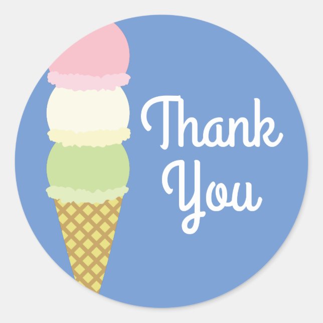 Ice Cream Cone Cute 1st Birthday Sticker Seals (Front)