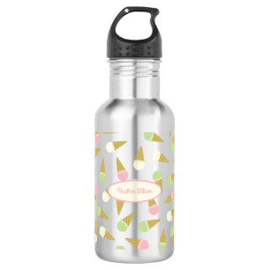 Ice Cream Cone Cute Kids Water Bottle with Name
