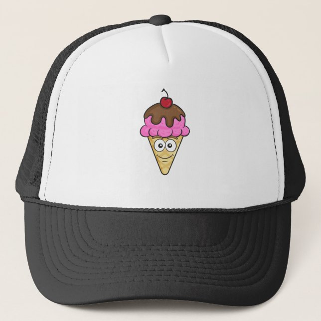 Ice Cream Cone Emoji Trucker Hat (Front)