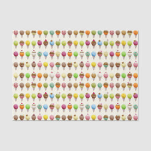 Ice Cream Cone Flavours Pattern Tissue Paper