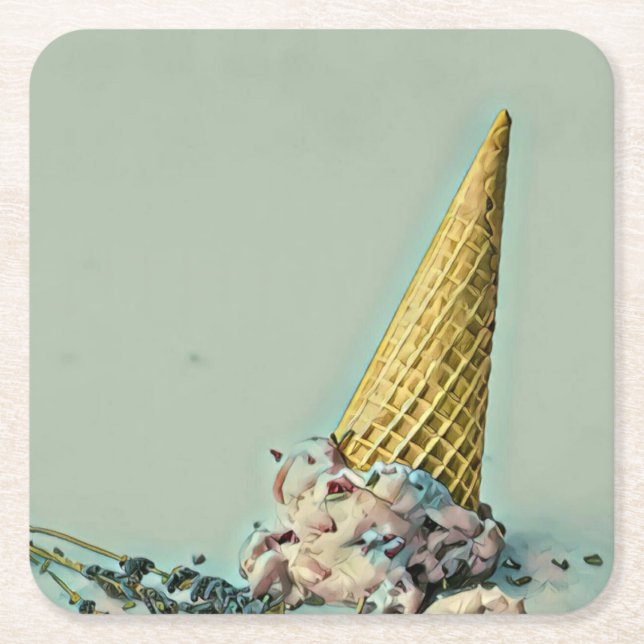 Ice cream cone|for ice cream lover square paper coaster (Front)
