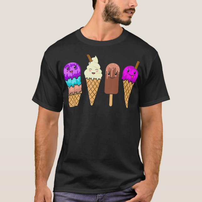 Ice Cream Cone Funny Summer Boys Girls Graphic  T-Shirt (Front)
