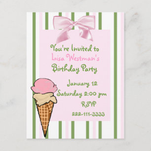 Ice Cream Cone Girl's Birthday Invitation