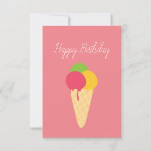Ice Cream Cone Happy Birthday Card