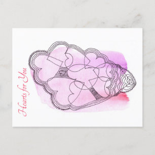 Ice Cream Cone Hearts Holiday Postcard