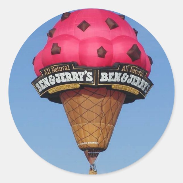 Ice Cream Cone Hot Air Balloon Classic Round Sticker (Front)