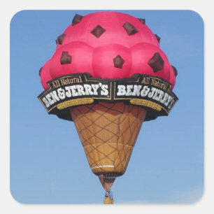 Ice Cream Cone Hot Air Balloon Square Sticker