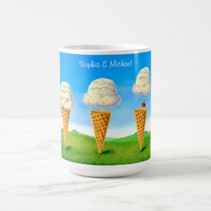 Ice Cream Cone, Hot Air Balloon Whimsical, Names Coffee Mug