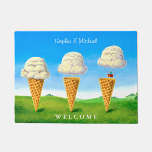 Ice Cream Cone, Hot Air Balloon Whimsical, Names Doormat