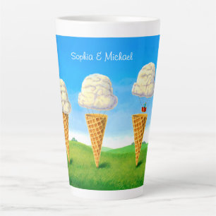 Ice Cream Cone, Hot Air Balloon Whimsical, Names Latte Mug