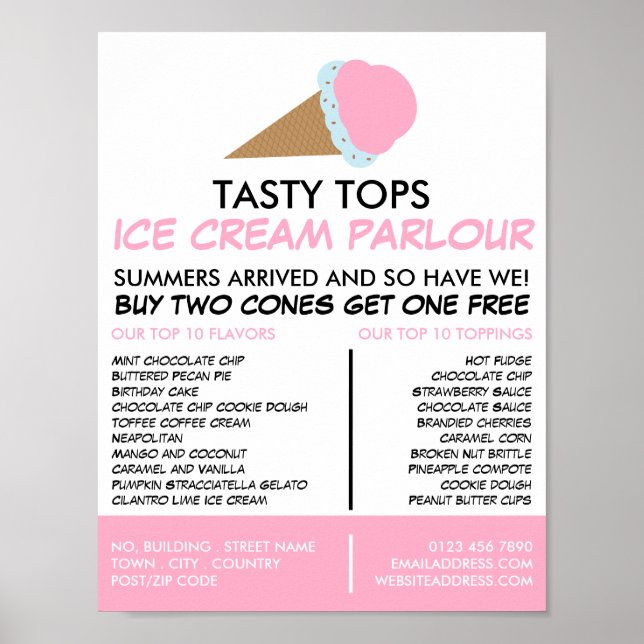 Ice Cream Cone, Ice Cream Parlor Advertising Poster (Front)