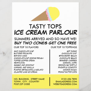 Ice Cream Cone, Ice Cream Parlour Advertising  Flyer