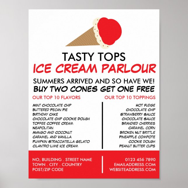 Ice Cream Cone, Ice Cream Parlour Advertising Poster (Front)