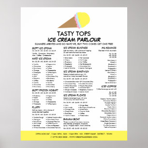 Ice Cream Cone, Ice Cream Parlour Menu Poster