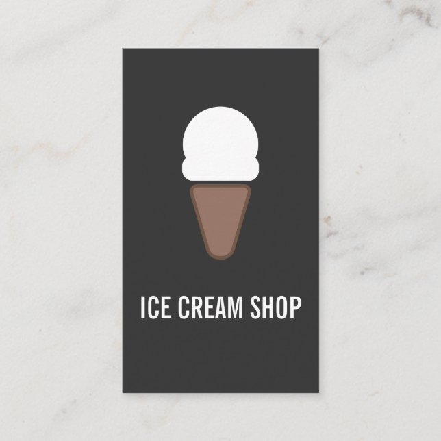 Ice Cream Cone Icon grey Business Card (Front)