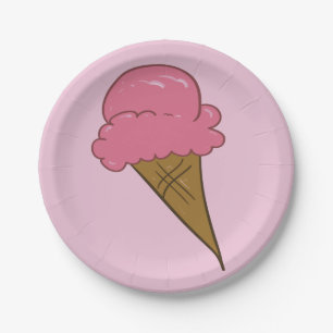 Ice Cream Cone in pink Paper Plate
