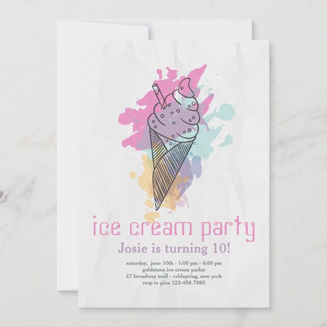 Ice Cream Cone Invitation (Front)
