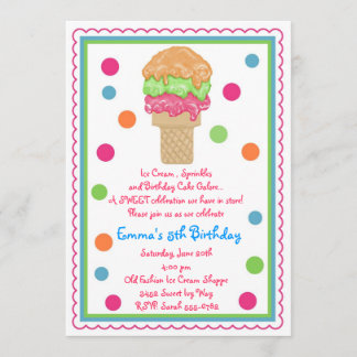 Ice Cream Cone Invitations