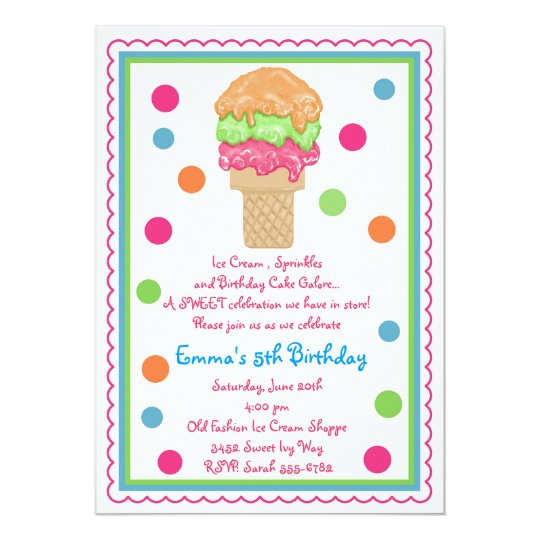 Ice Cream Cone Invitations