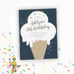 Ice Cream Cone Kids Blue Birthday Party Invitation<br><div class="desc">Ice Cream Cone Kids Blue Birthday Party Invitation features a simple hand drawn ice cream cone and rainbow sprinkles. The background colour and all of the text is editable so you can change the font, colour, placement and wording to make this invitation match your needs. Click the edit button to...</div>