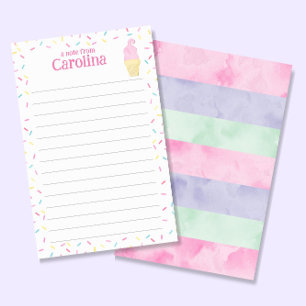 Ice Cream Cone Kids Lined Letter Writing Paper