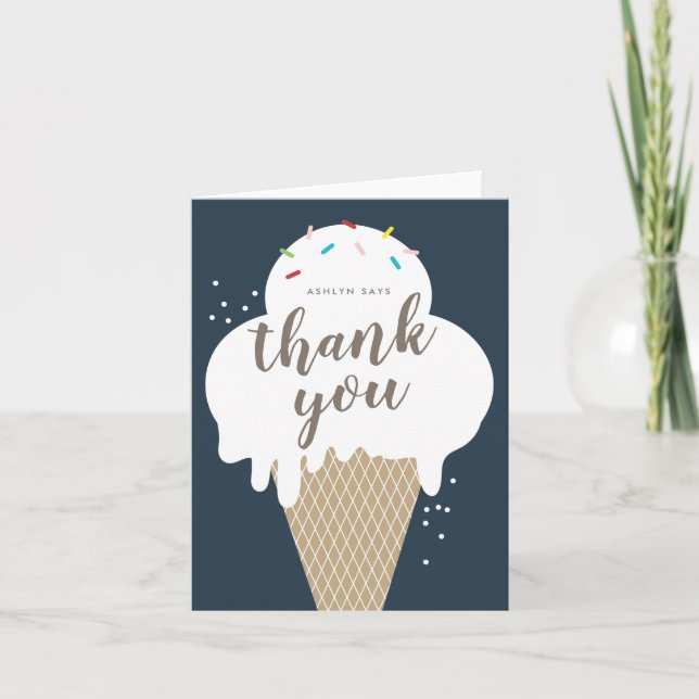 Ice Cream Cone Kids  Thank You Card (Front)