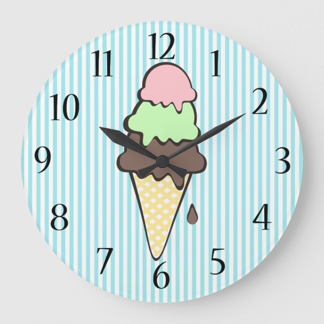 Ice Cream Cone Large Clock (Front)