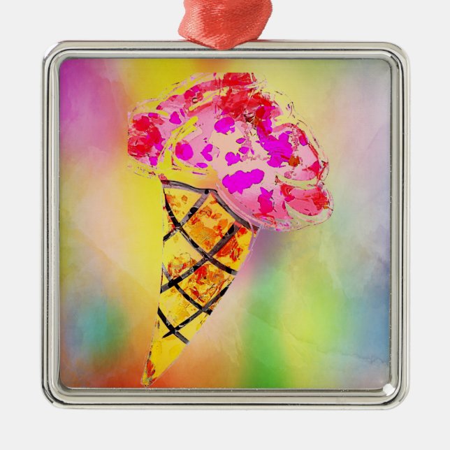 Ice Cream Cone Metal Ornament (Front)