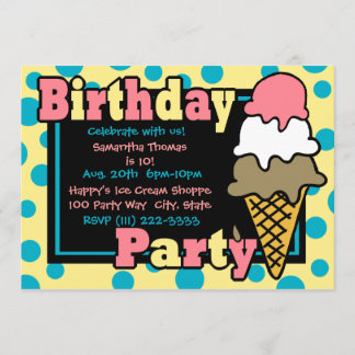 Ice Cream Cone Party Invitation
