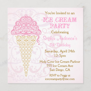 Ice Cream Cone Party Invitation