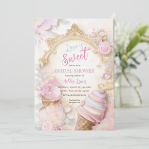 Ice cream cone pastel ice cream bridal invitation