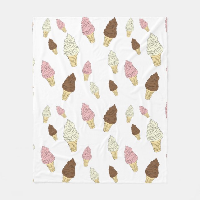 Ice cream cone pattern fleece blanket (Front)