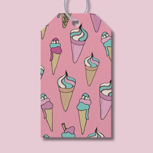 Ice Cream Cone Pattern Gift Tags (pink ice cream pattern gift tag)