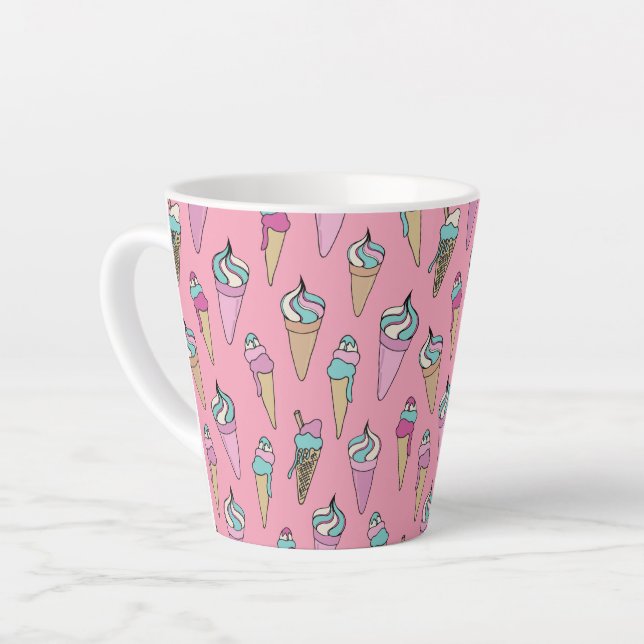 Ice Cream Cone pattern Latte Mug (Left Angle)