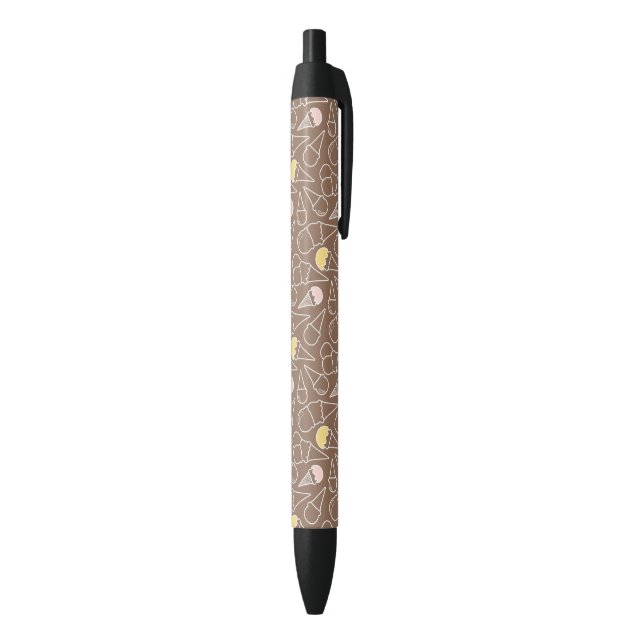 Ice Cream Cone Pattern on Brown Black Ink Pen (Bottom (Vertical))